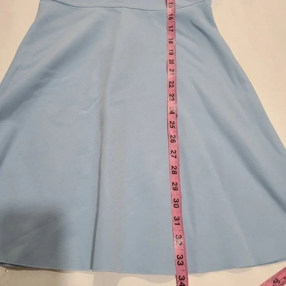 Zara Women's Cold Shoulder Ruffle Skater Mini Dress‎ Fit and Flare Blue Small - Picture 9 of 12